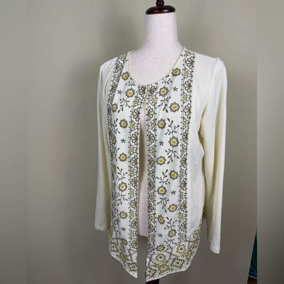 Logo lavish embroidered cardigan size medium gold and yellow preowned - Picture 1 of 11
